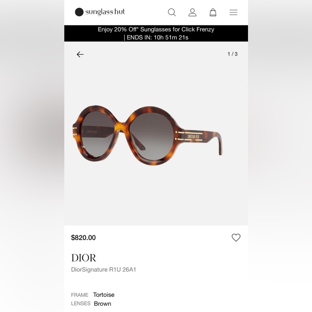 CHRISTIAN DIOR Sunglasses - New, full package. Currently retails for $820!